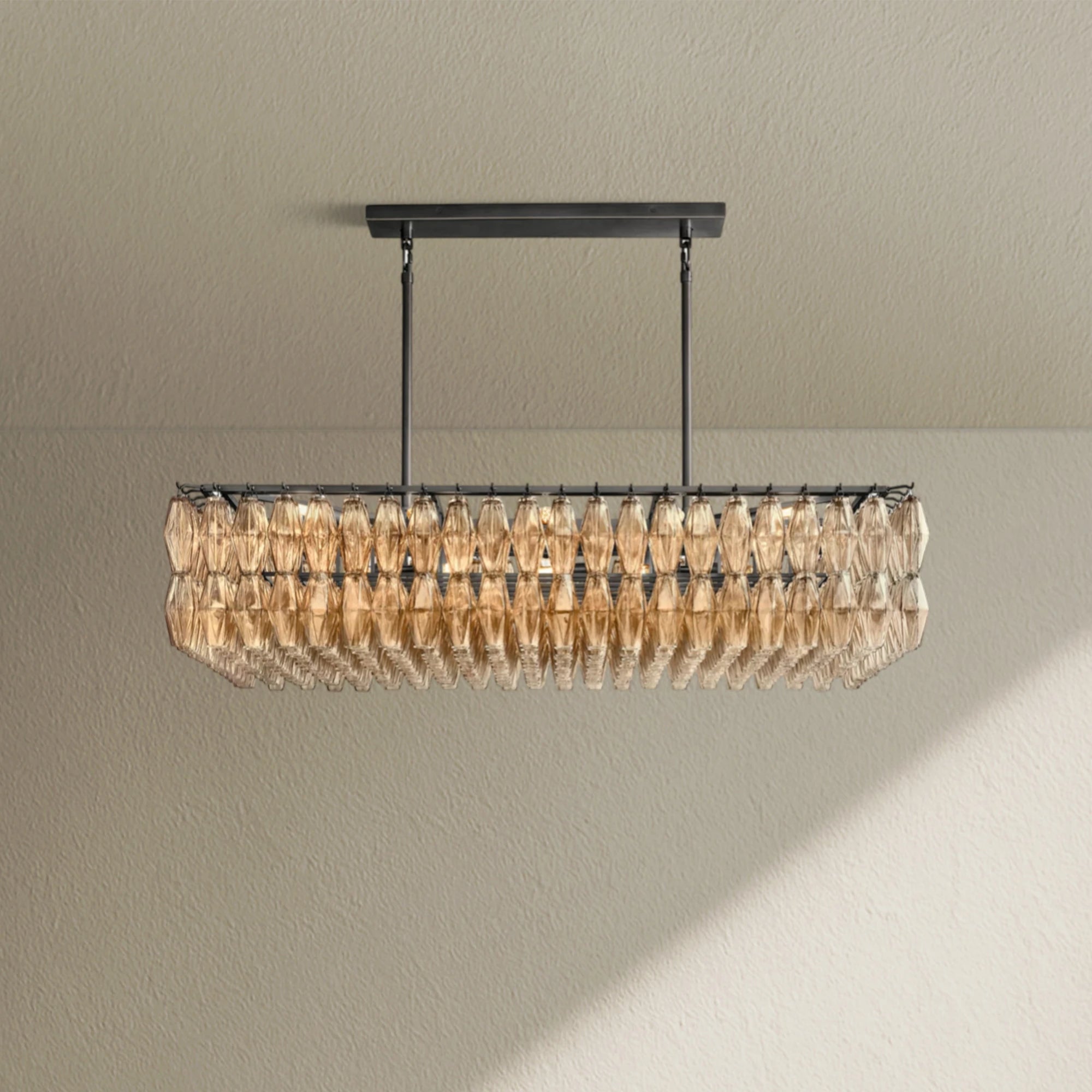 CHRAFZ Glass Rectangular Chandelier 54"