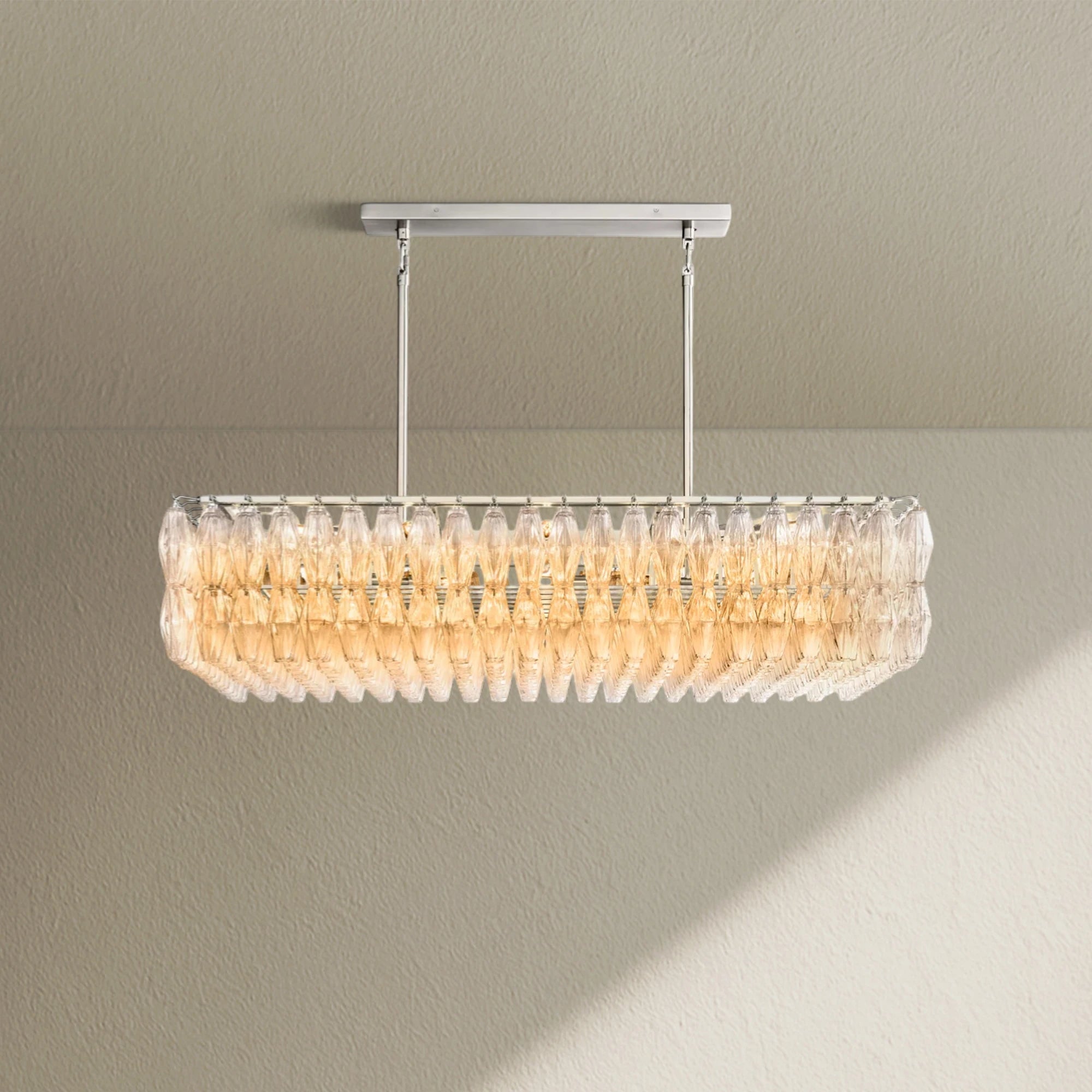 CHRAFZ Glass Rectangular Chandelier 74"
