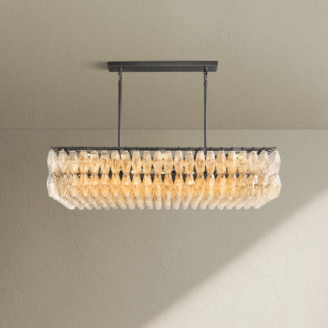 CHRAFZ Glass Rectangular Chandelier 54"