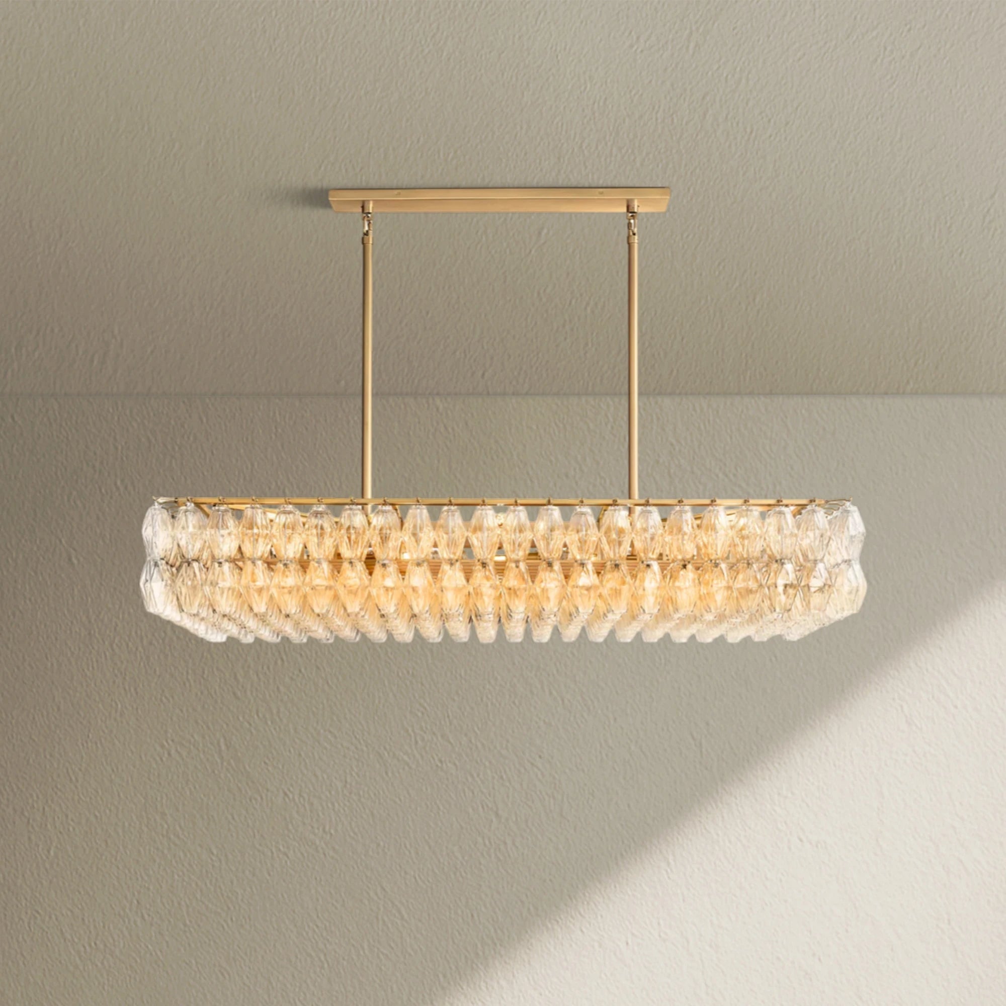 CHRAFZ Glass Rectangular Chandelier 74"