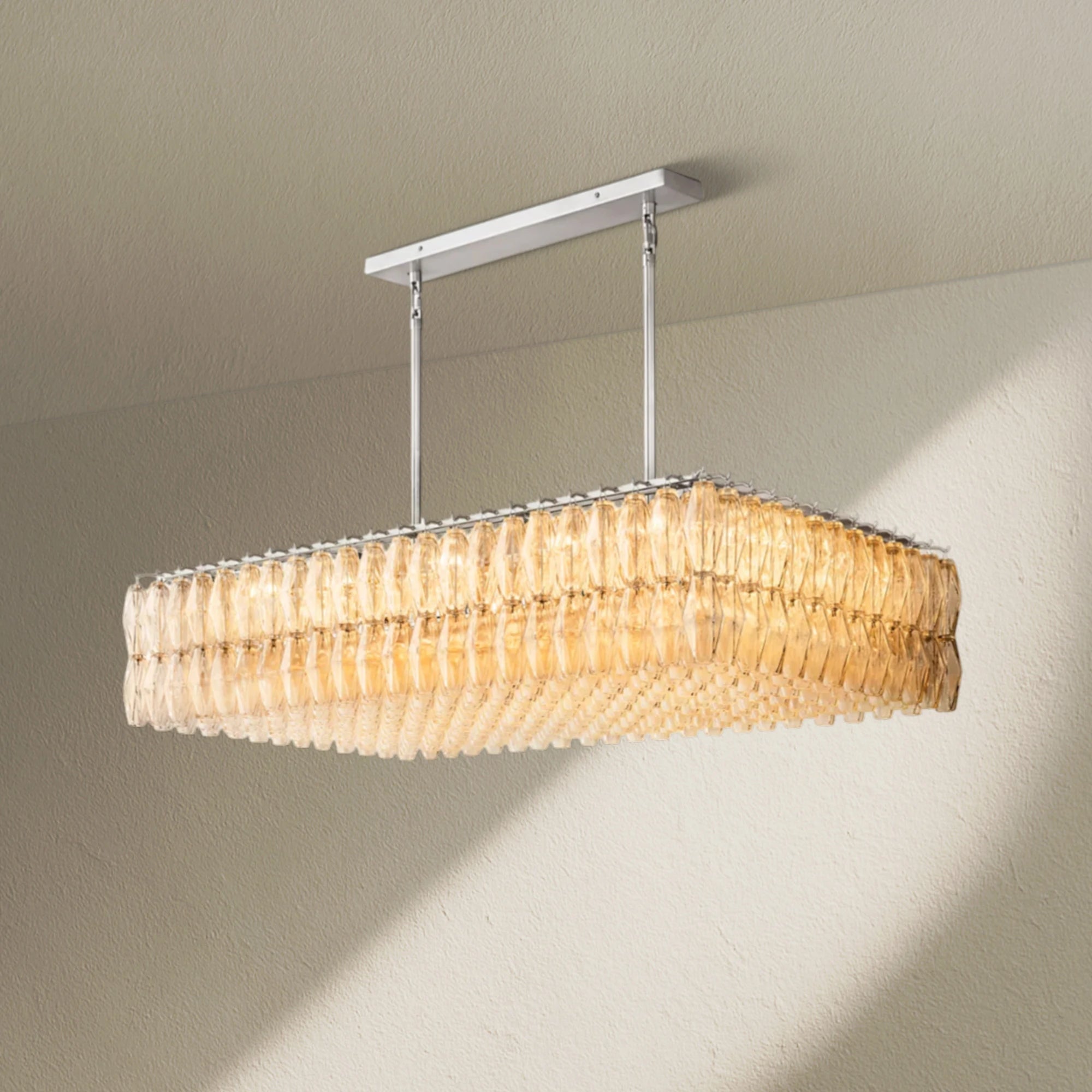 CHRAFZ Glass Rectangular Chandelier 54"