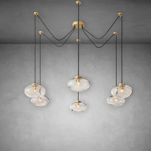 Cabfz Clear Glass Suspended Chandelier 84"