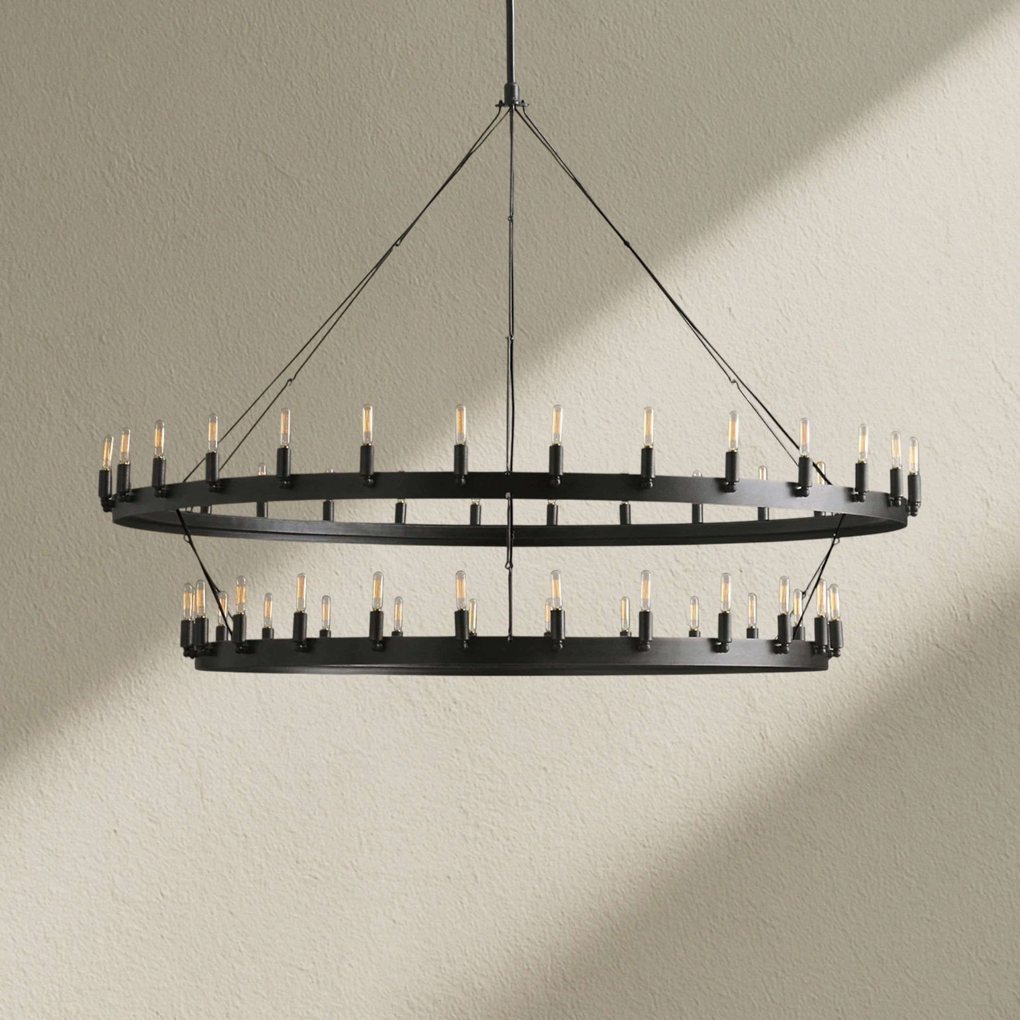 camafz Vintage Filament 2-Tier Round Chandelier 63''