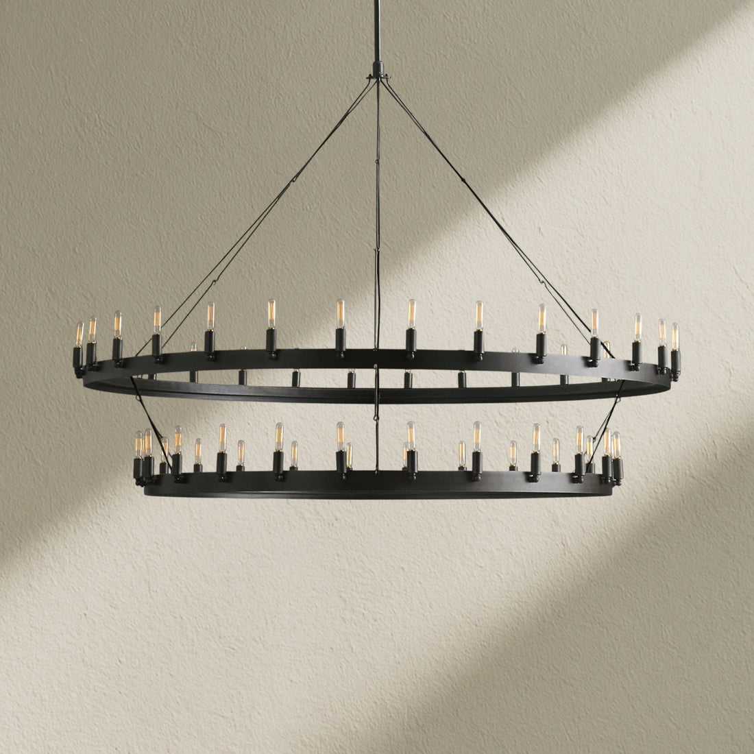 camafz Vintage Filament 2-Tier Round Chandelier 63''