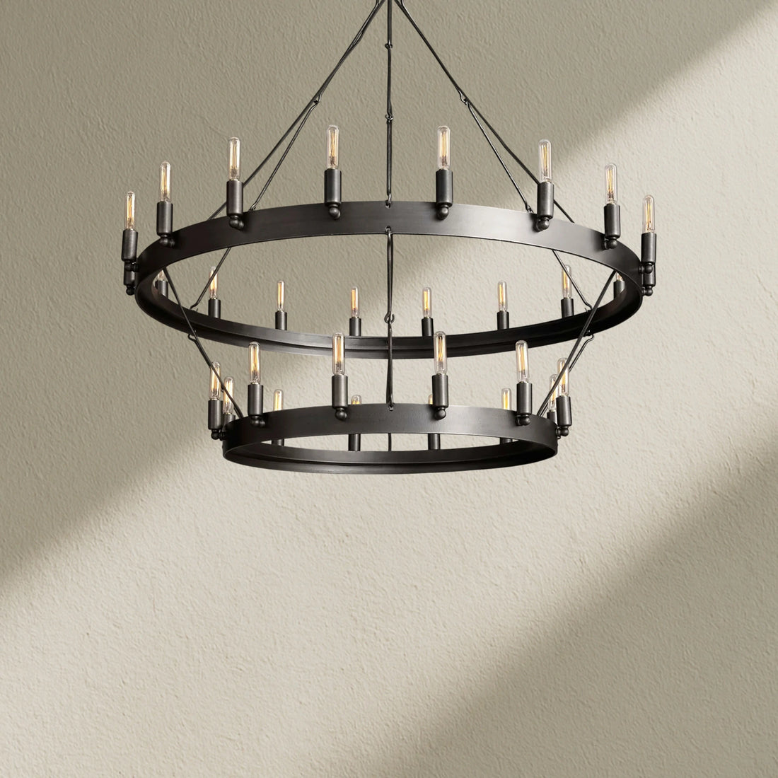 camafz Vintage Filament Two-Tier Round Chandelier 38"