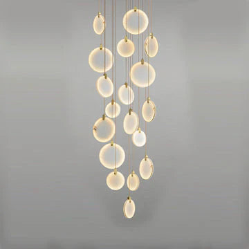 Queenie Alabaster Disc Long Round Chandelier For Loft