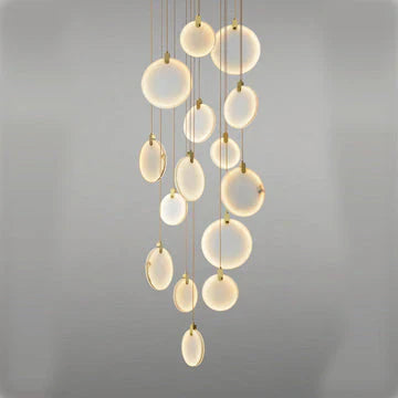 Queenie Alabaster Disc Long Round Chandelier For Loft