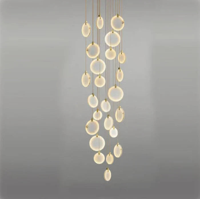 Queenie Alabaster Disc Long Round Chandelier For Loft