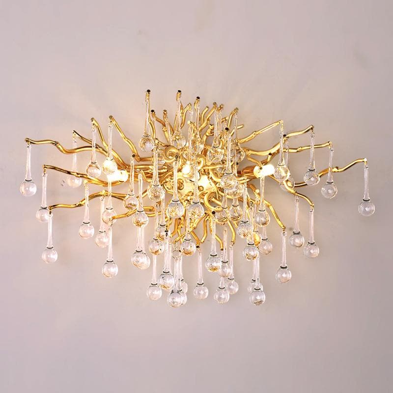 Rain Tree Crystal Teardrop Wall Sconce Gold Diameter 17" - W17" X H12.6"Joyfuzzy