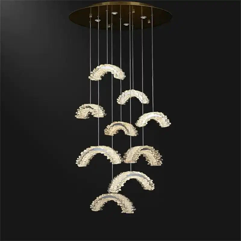 Rainbow Modern Rock Crystal Staircase Chandelier - Joyfuzzy