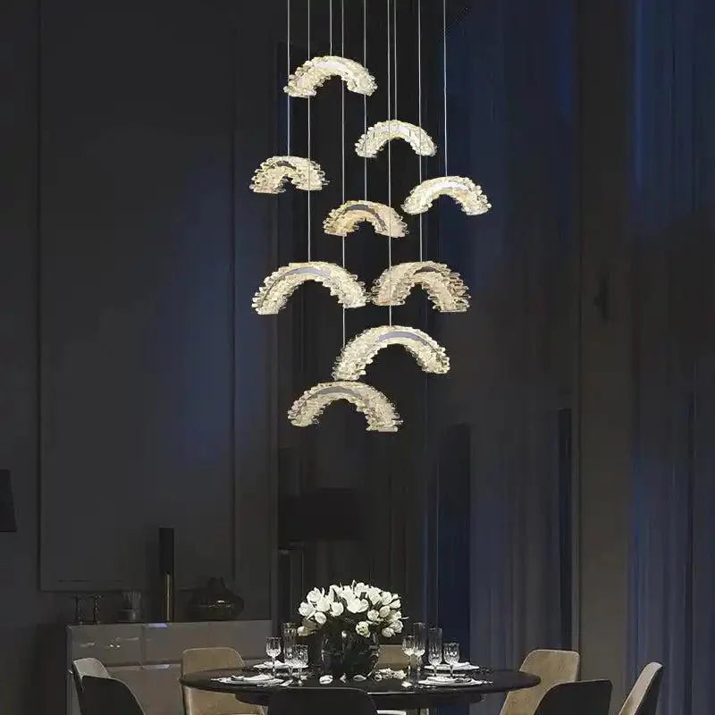 Rainbow Modern Rock Crystal Staircase Chandelier - Joyfuzzy