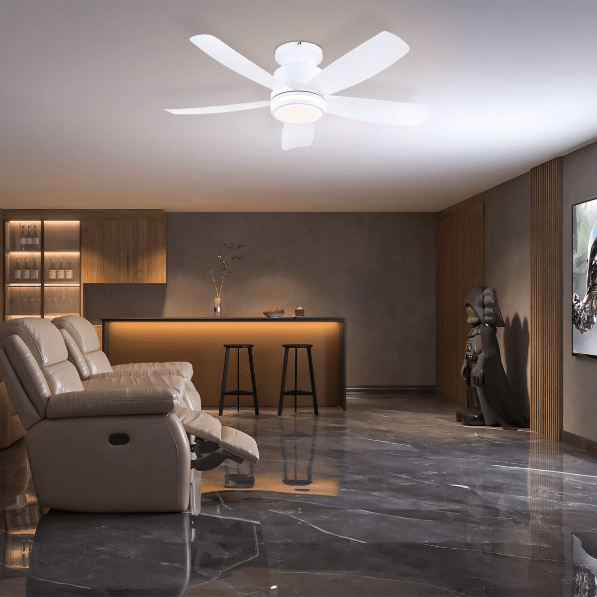 Recessed Remote Control Ceiling Fan Light 41" - Joyfuzzy