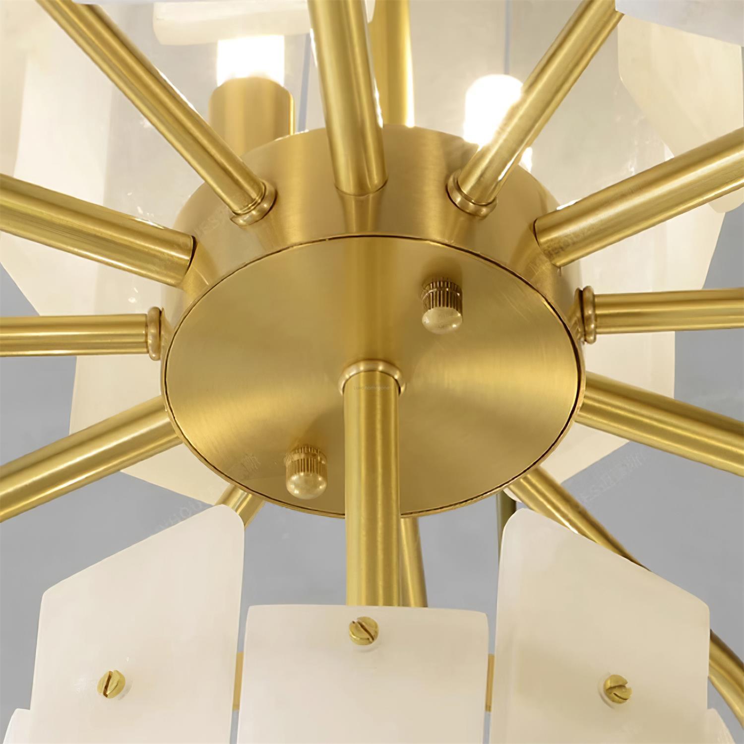 Regina Alabaster Round Chandelier - 23.6" x H 26.7" / Dia 60cm x H 68cmBrass & White AlabasterJoyfuzzy