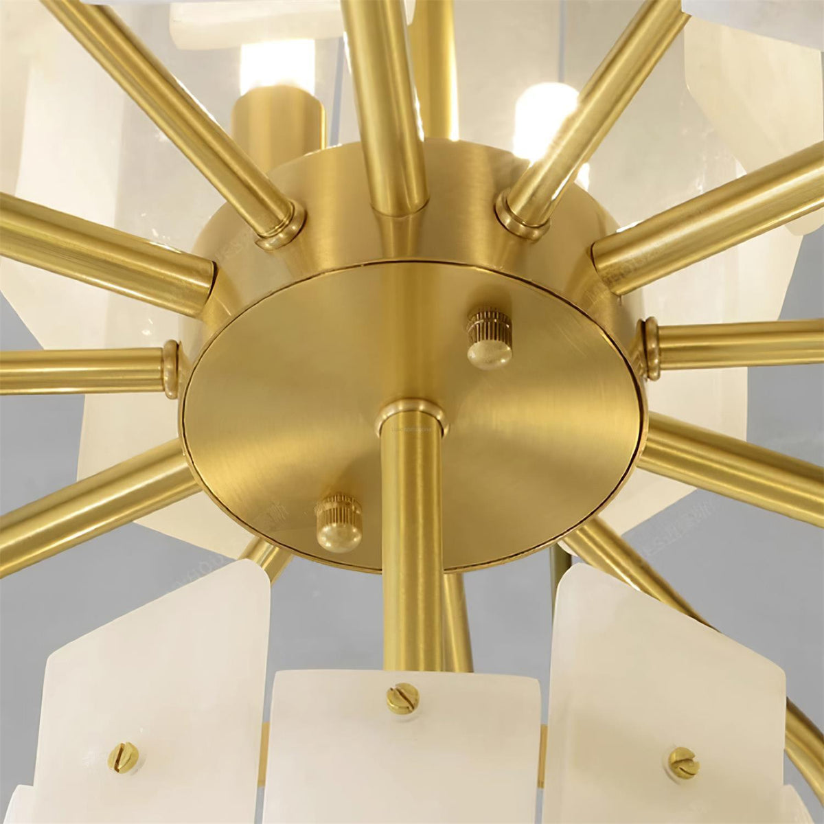Regina Alabaster Round Chandelier - 23.6" x H 26.7" / Dia 60cm x H 68cmBrass & White AlabasterJoyfuzzy