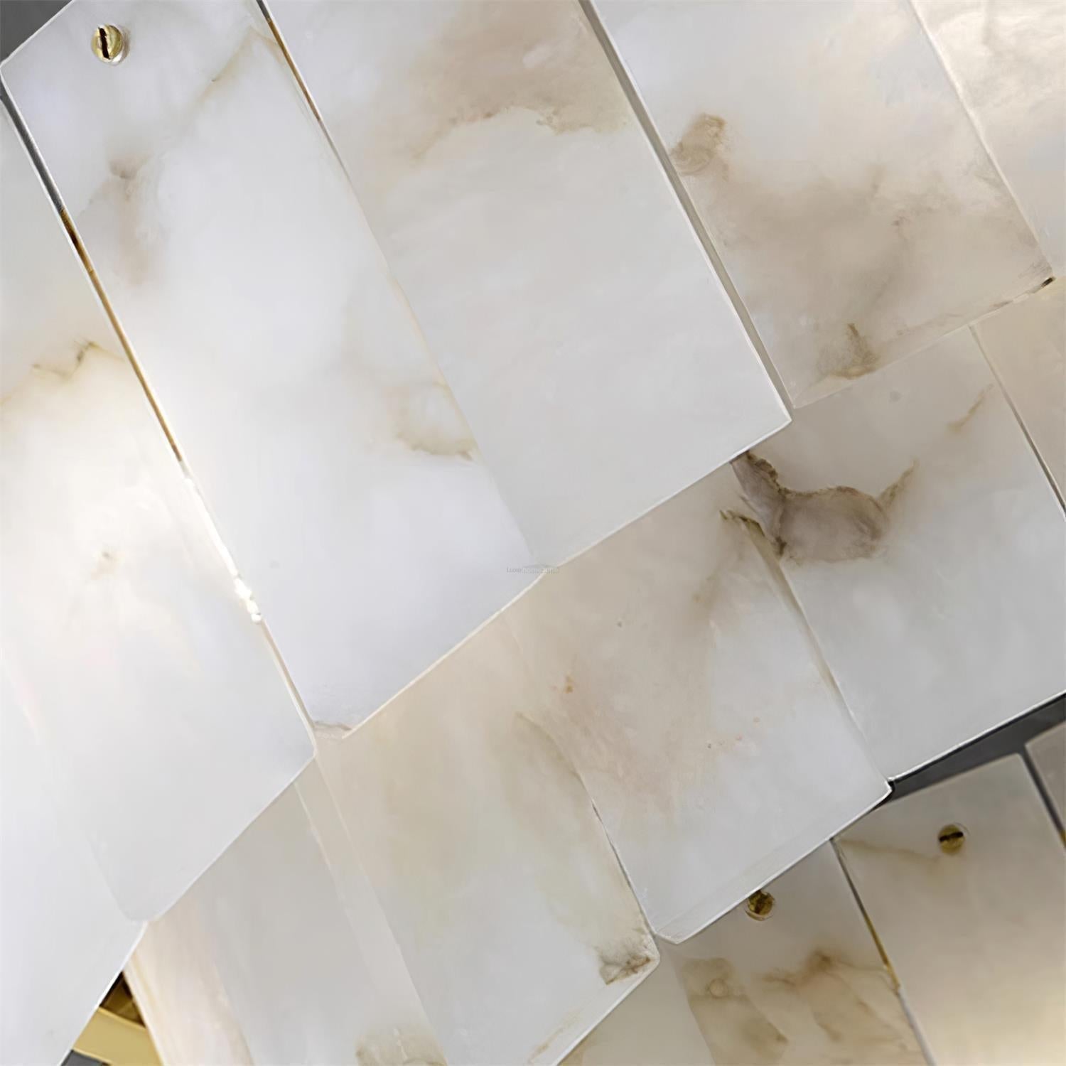 Regina Alabaster Round Chandelier - 23.6" x H 26.7" / Dia 60cm x H 68cmBrass & White AlabasterJoyfuzzy