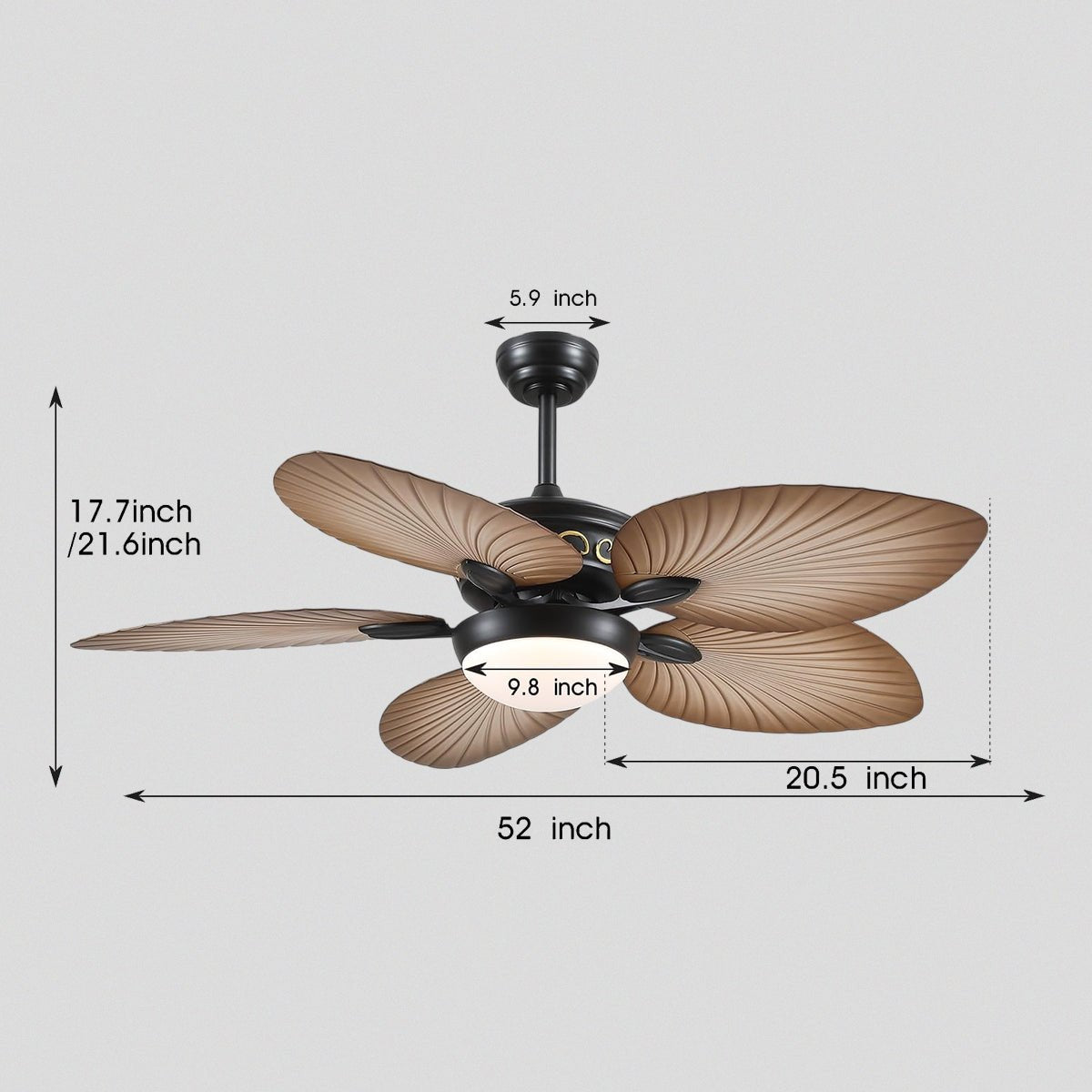 Retro Banana Leaf Shaped Blade Ceiling Fan Lamp 52" - Joyfuzzy