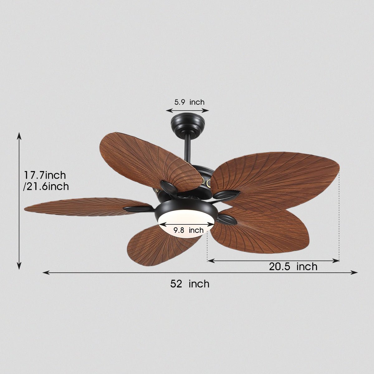 Retro Banana Leaf Shaped Blade Ceiling Fan Lamp 52" - Joyfuzzy