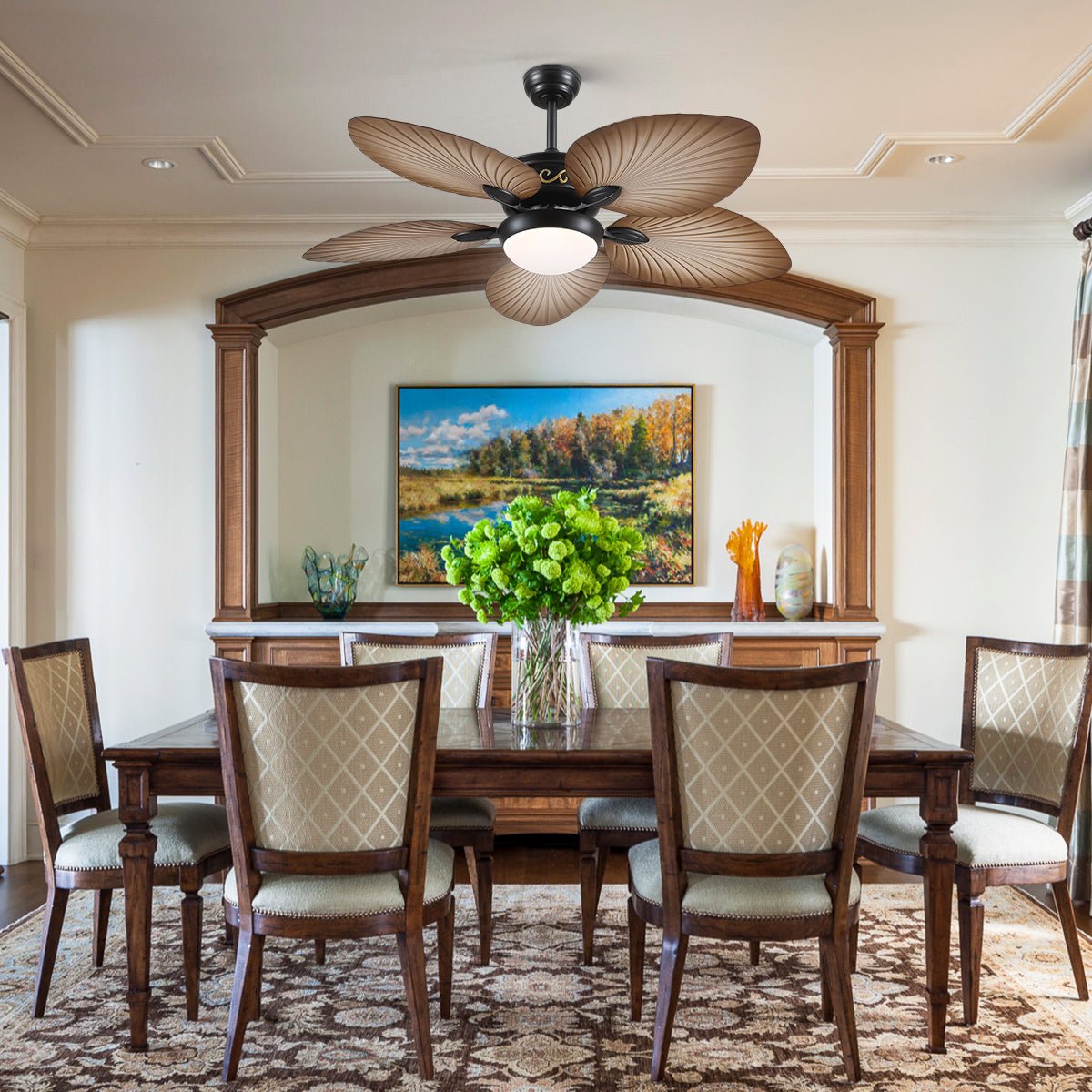 Retro Banana Leaf Shaped Blade Ceiling Fan Lamp 52" - Joyfuzzy