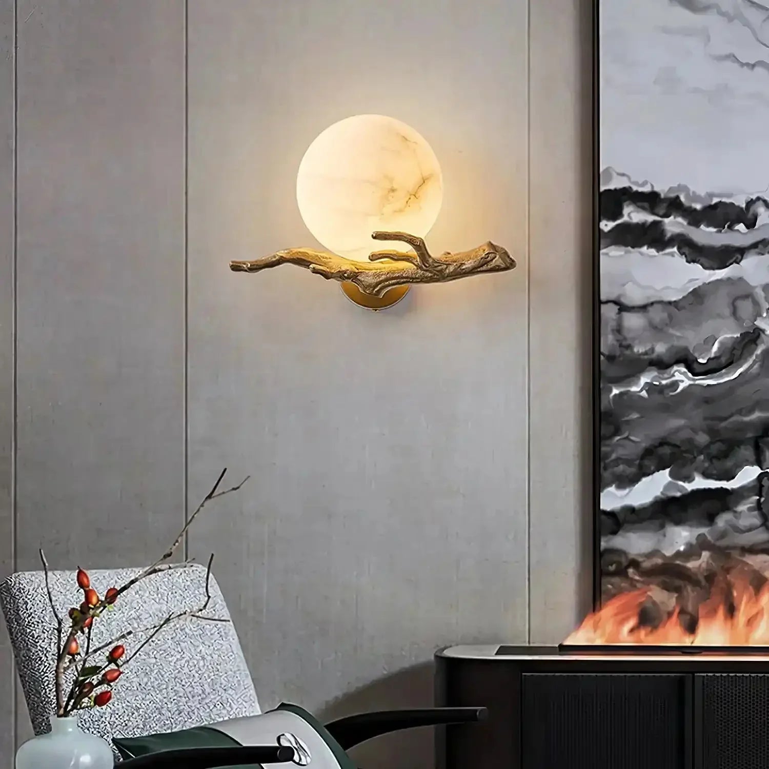 Retro Twigs Alabaster Wall Lamp - Joyfuzzy