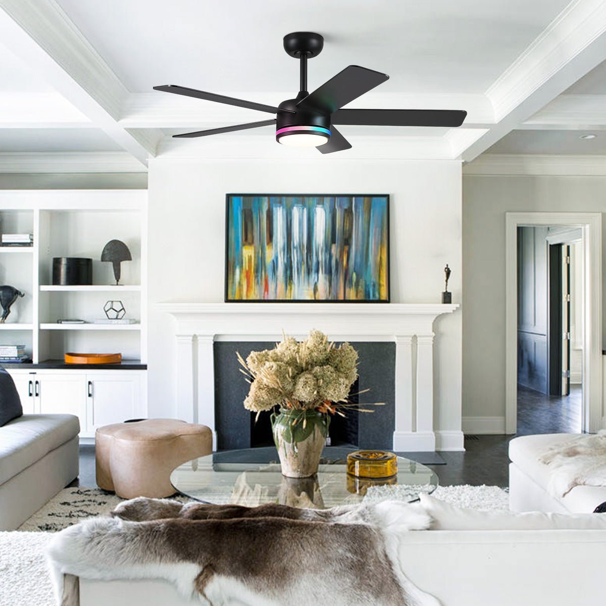 RGB Modern Black Ceiling Fan Light - Joyfuzzy
