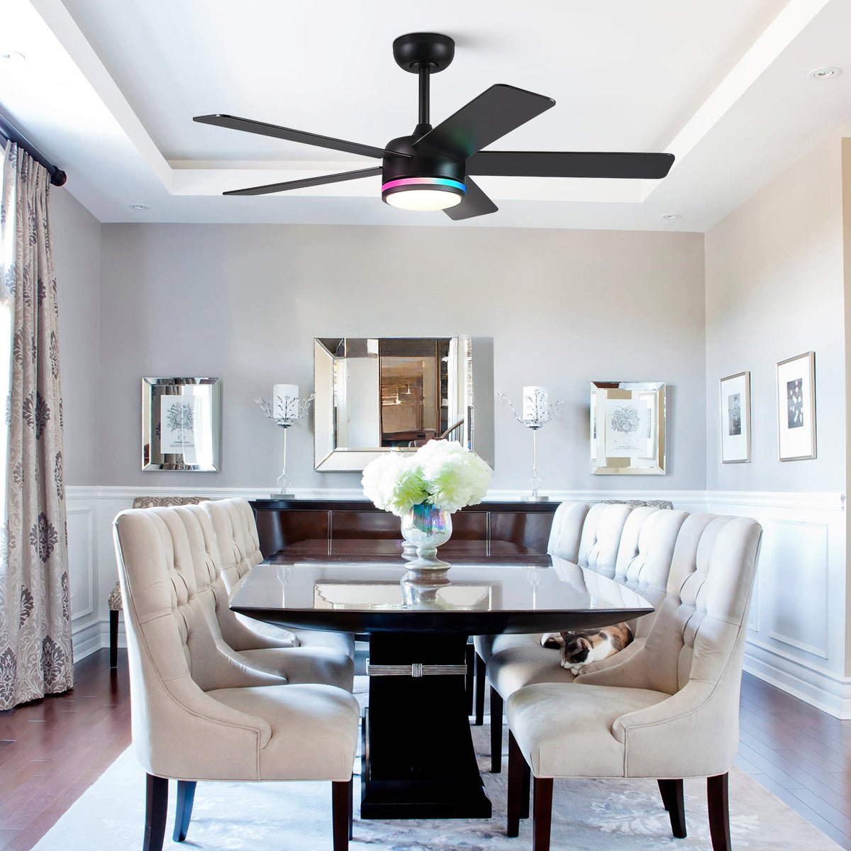 RGB Modern Black Ceiling Fan Light - Joyfuzzy