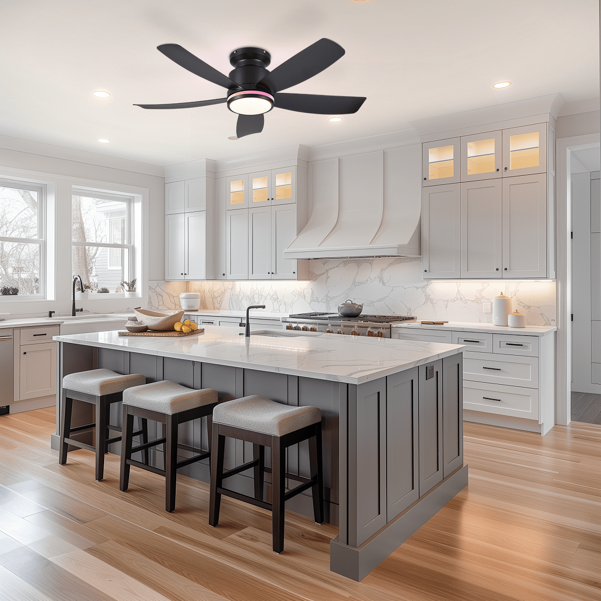 RGB Recessed remote control ceiling fan light 41" - Joyfuzzy