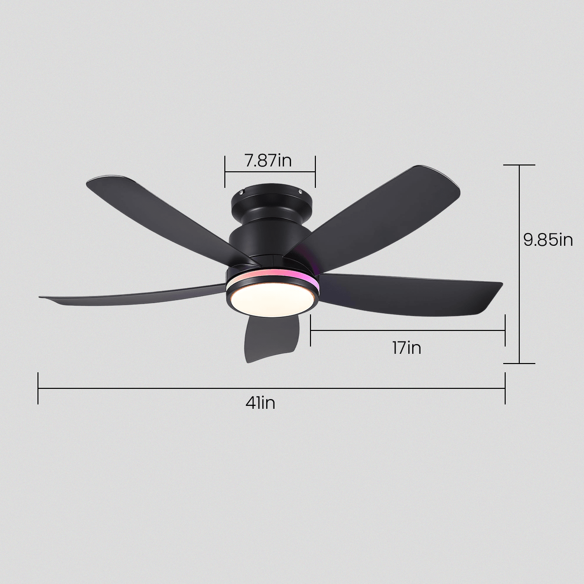 RGB Recessed remote control ceiling fan light 41" - Joyfuzzy