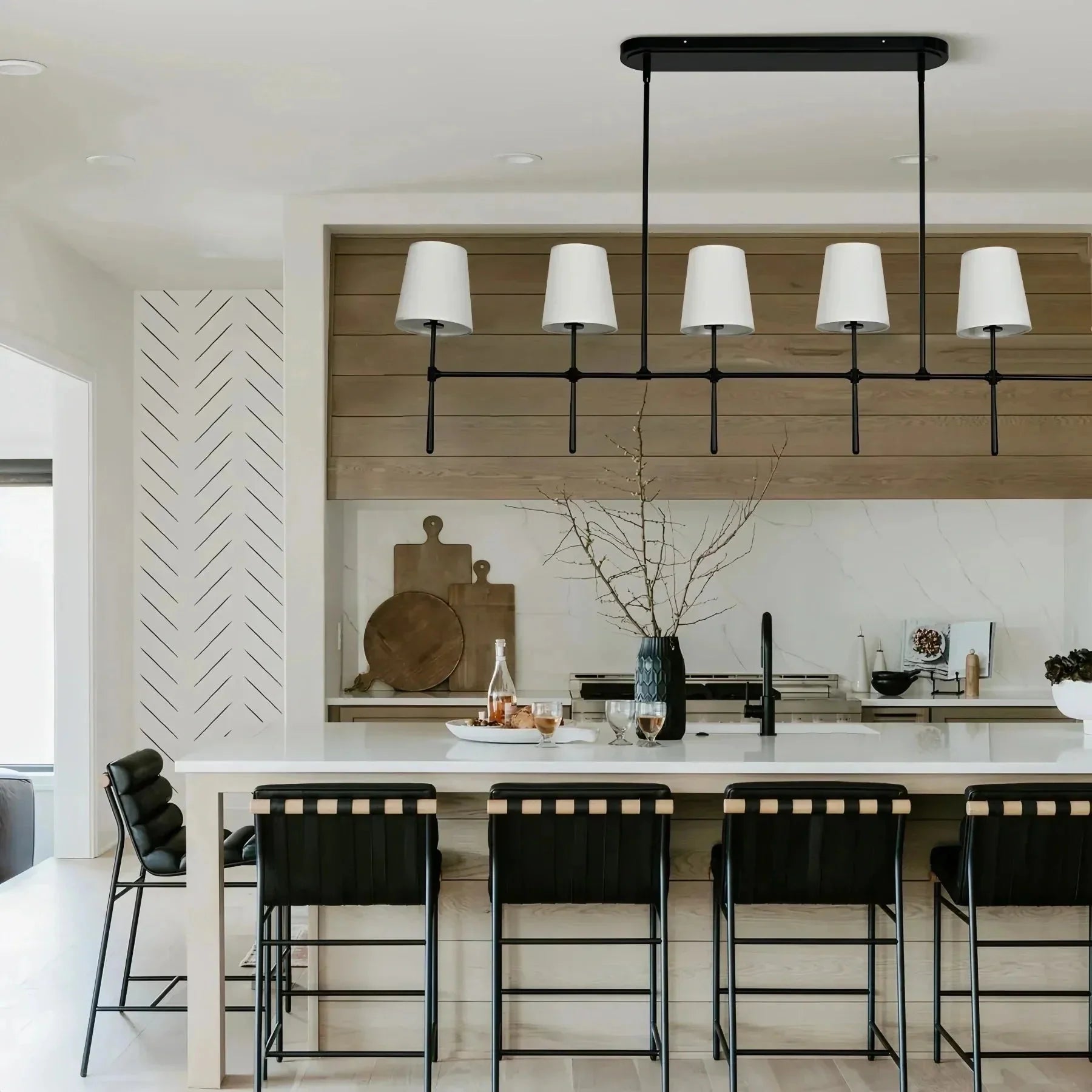 Rhodas Linear Chandelier - 6 - LightBlackJoyfuzzy