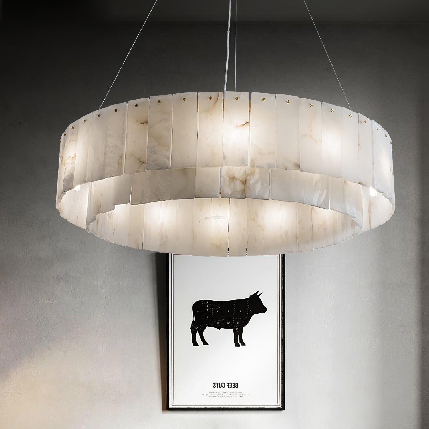 Rock Alabaster Chandelier 23.6" 31.4" - 23.6" x H 59"/ Dia 60cm x H 150cmBrass & White AlabasterJoyfuzzy