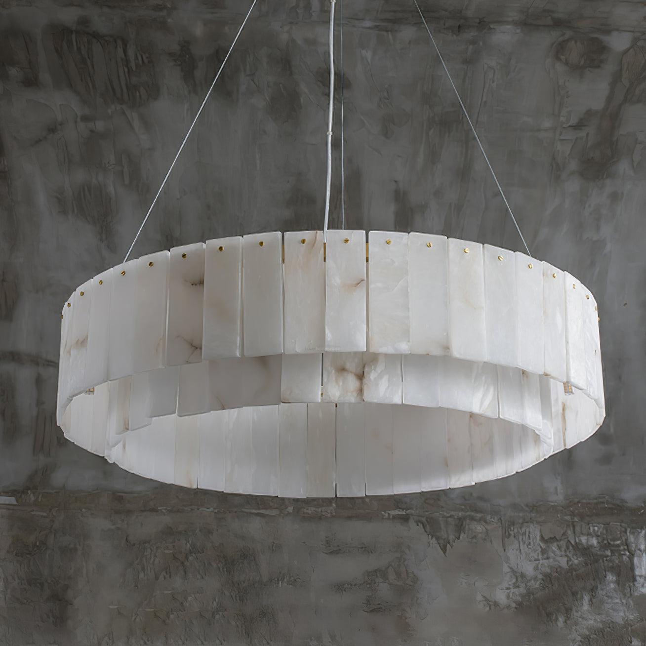 Rock Alabaster Chandelier 23.6" 31.4" - 23.6" x H 59"/ Dia 60cm x H 150cmBrass & White AlabasterJoyfuzzy