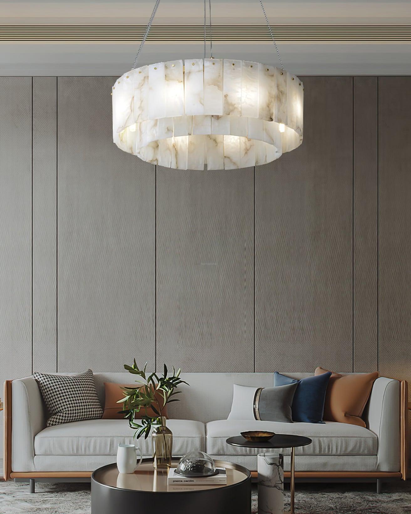 Rock Alabaster Chandelier 23.6" 31.4" - 23.6" x H 59"/ Dia 60cm x H 150cmBrass & White AlabasterJoyfuzzy