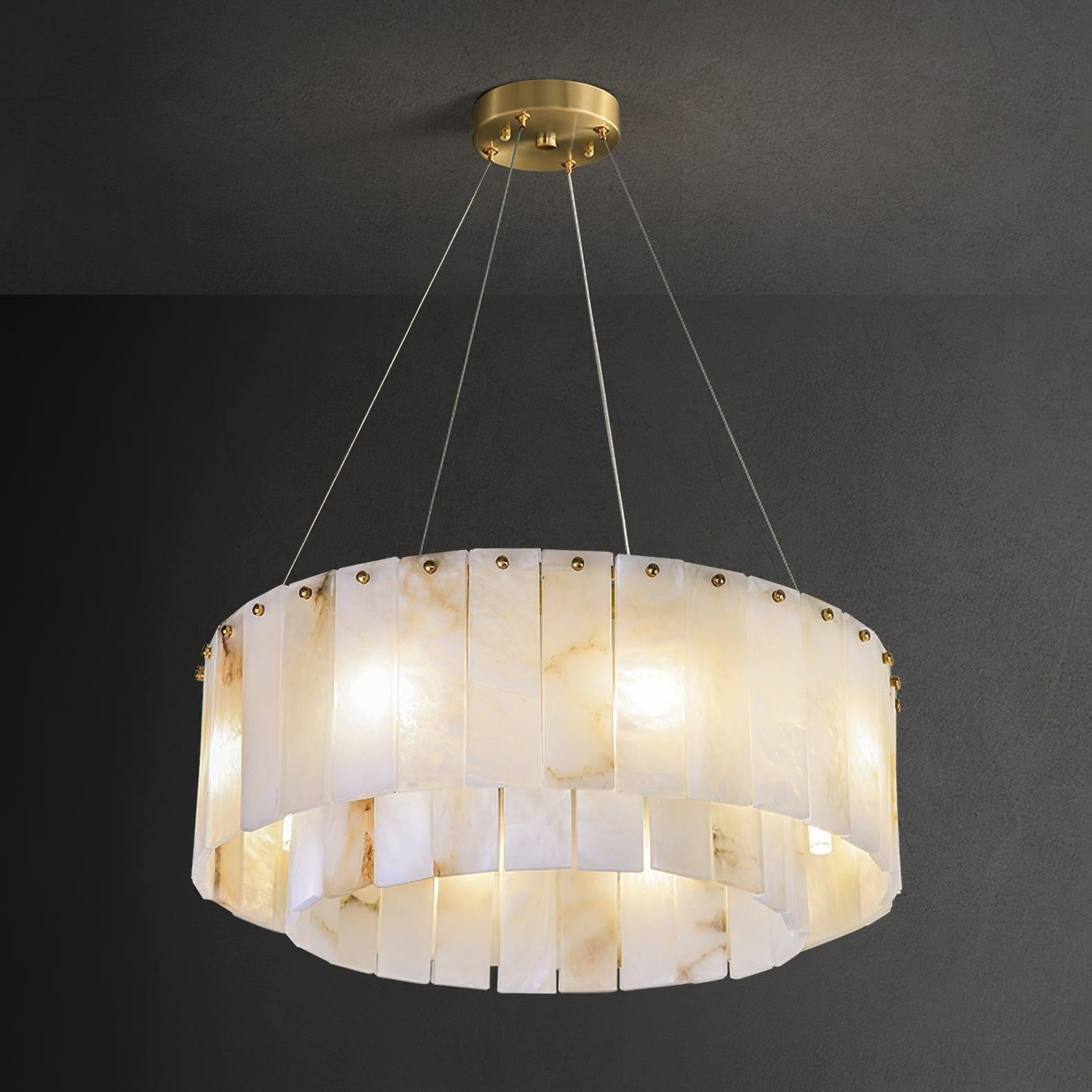 Rock Alabaster Chandelier 23.6" 31.4" - 23.6" x H 59"/ Dia 60cm x H 150cmBrass & White AlabasterJoyfuzzy