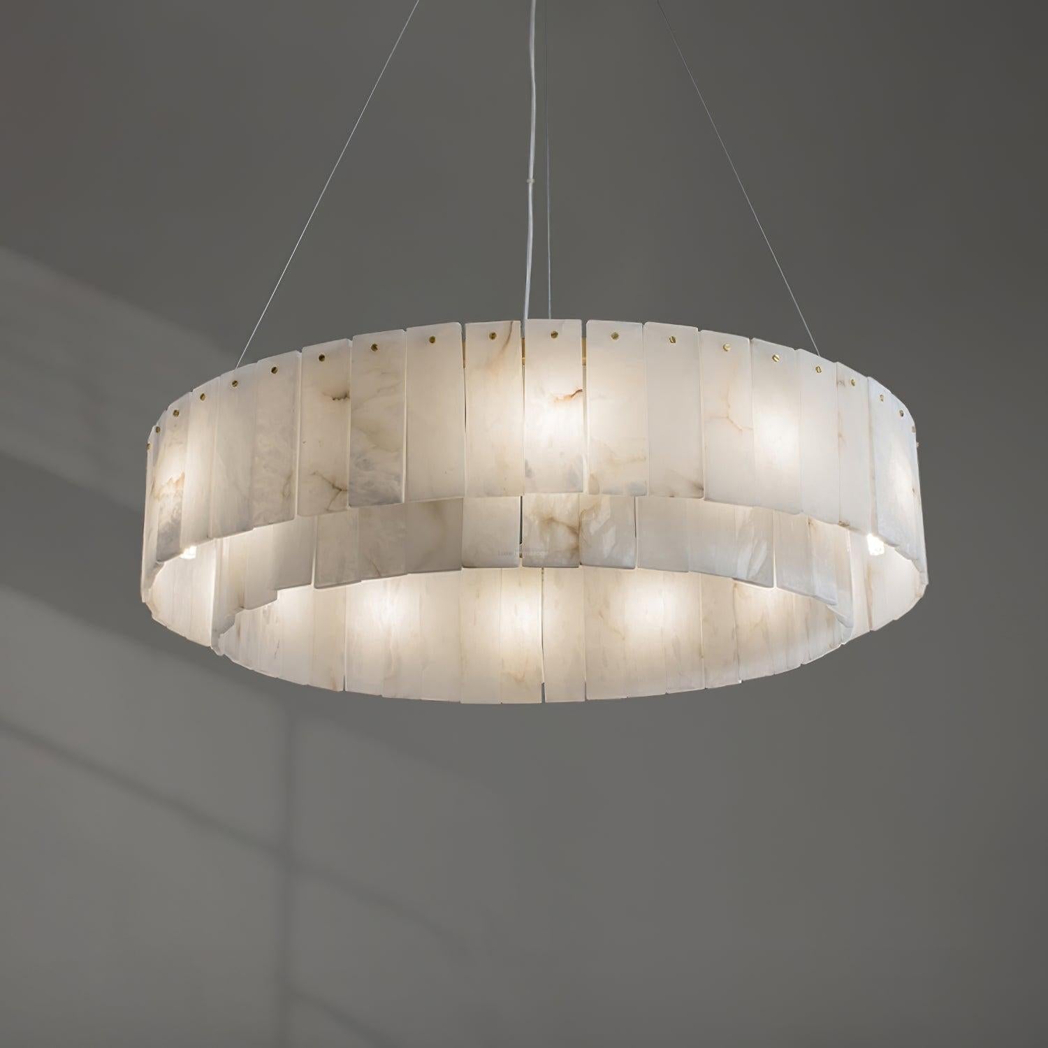 Rock Alabaster Chandelier 23.6" 31.4" - 23.6" x H 59"/ Dia 60cm x H 150cmBrass & White AlabasterJoyfuzzy