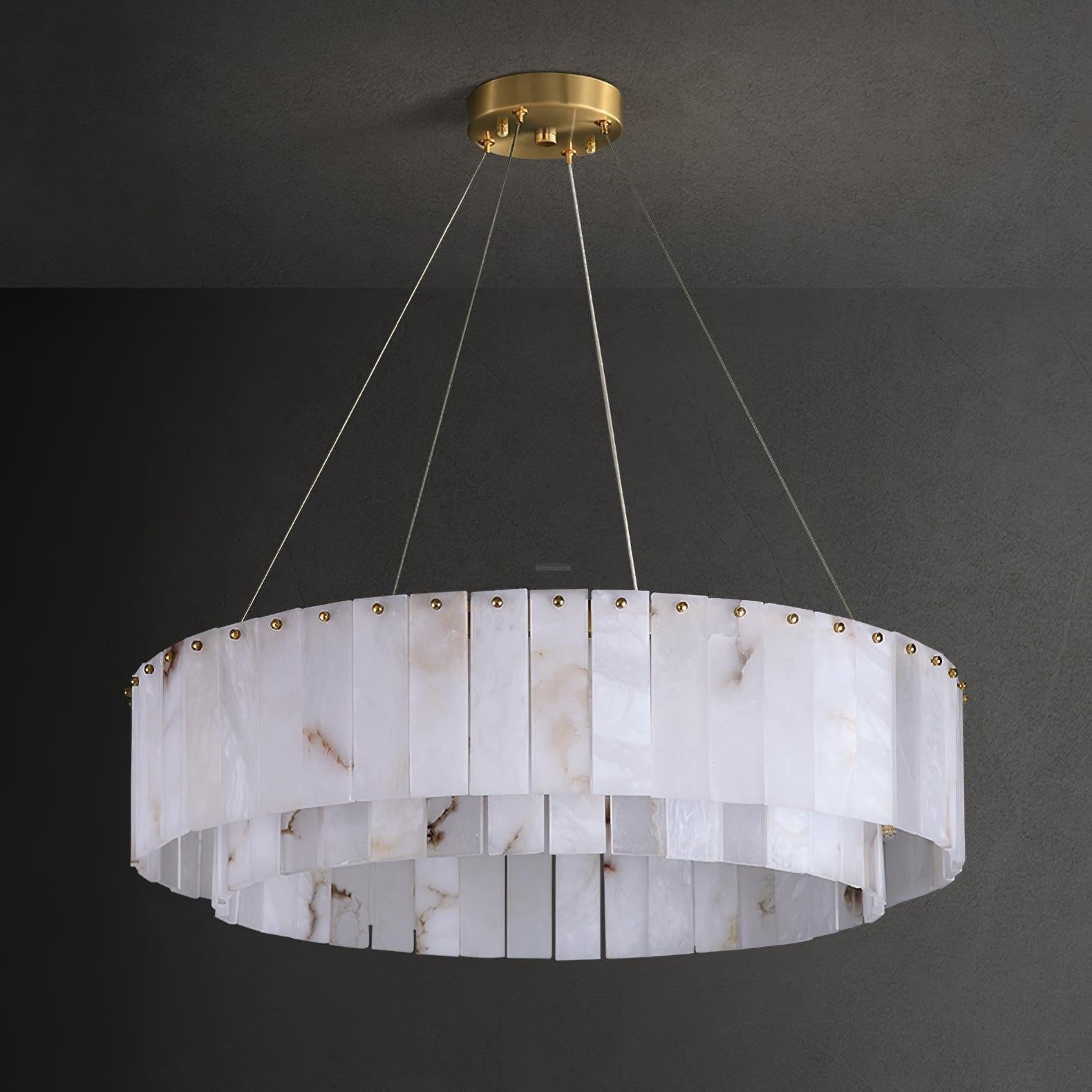 Rock Alabaster Chandelier 23.6" 31.4" - 23.6" x H 59"/ Dia 60cm x H 150cmBrass & White AlabasterJoyfuzzy