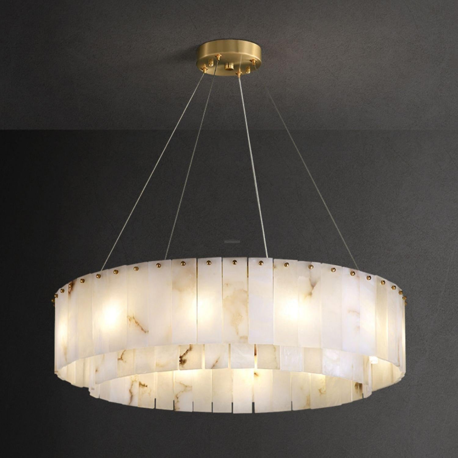 Rock Alabaster Chandelier 23.6" 31.4" - 31.4" x H 59"/ Dia 80cm x H 150cmBrass & White AlabasterJoyfuzzy