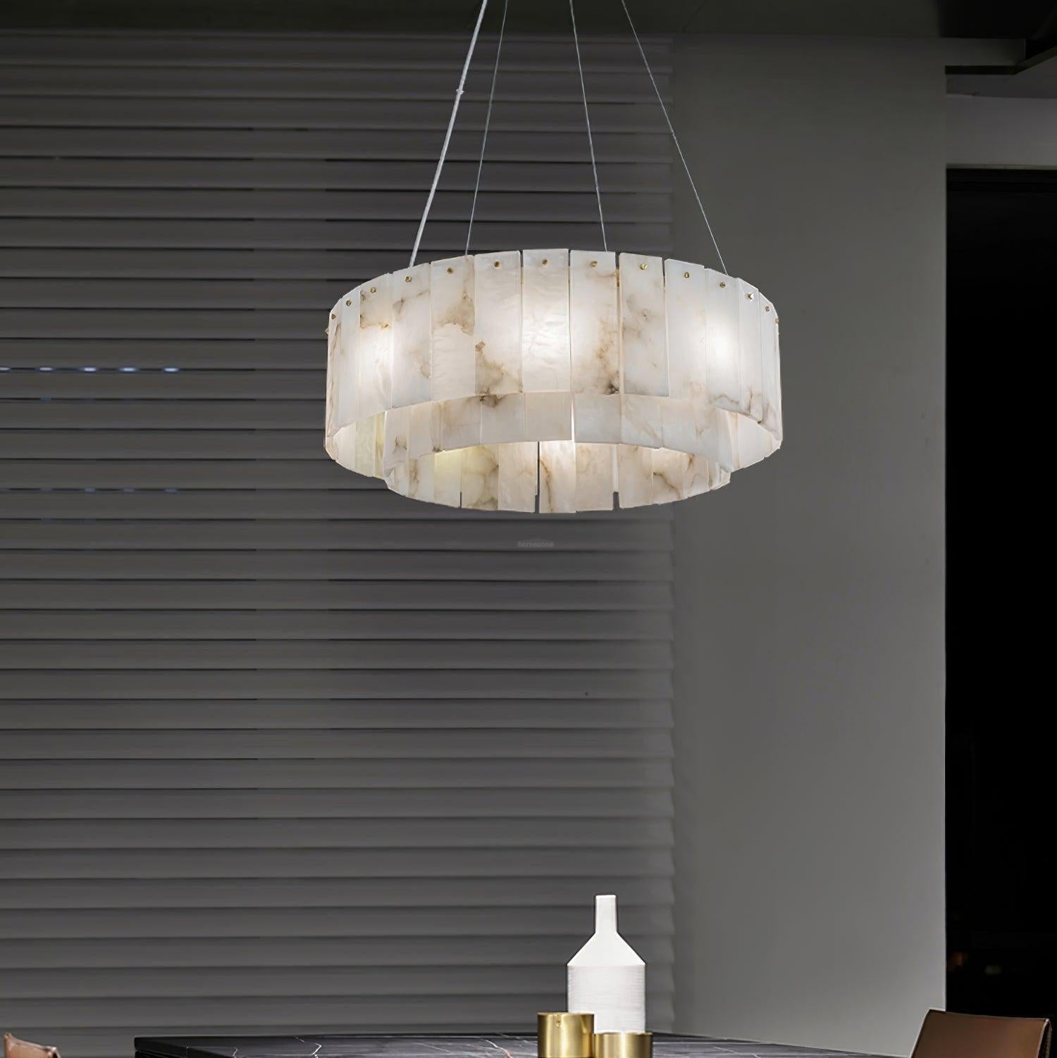 Rock Alabaster Chandelier 23.6" 31.4" - 23.6" x H 59"/ Dia 60cm x H 150cmBrass & White AlabasterJoyfuzzy