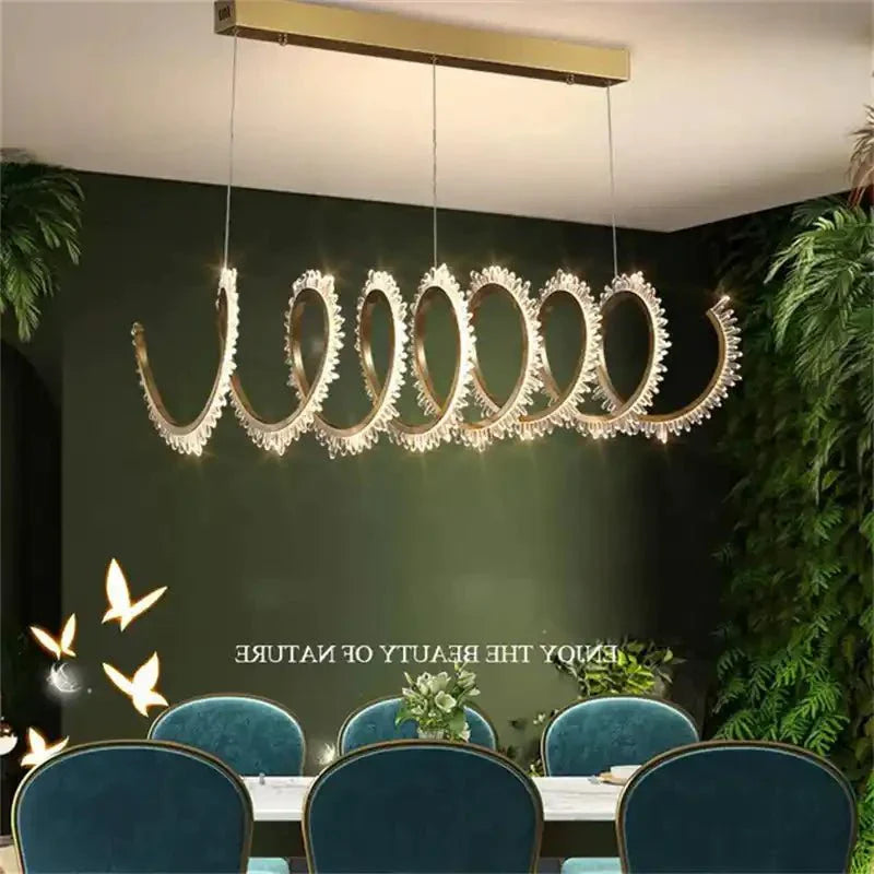 Rorie Modern Rock Crystal Spiral Chandelier, Island Chandelier - Joyfuzzy