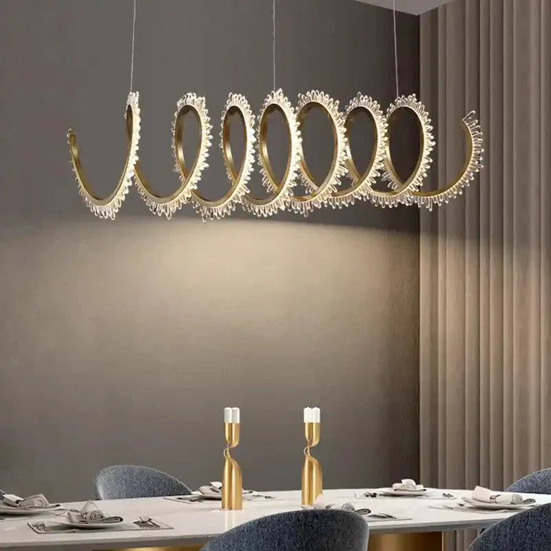 Rorie Modern Rock Crystal Spiral Chandelier, Island Chandelier - Joyfuzzy