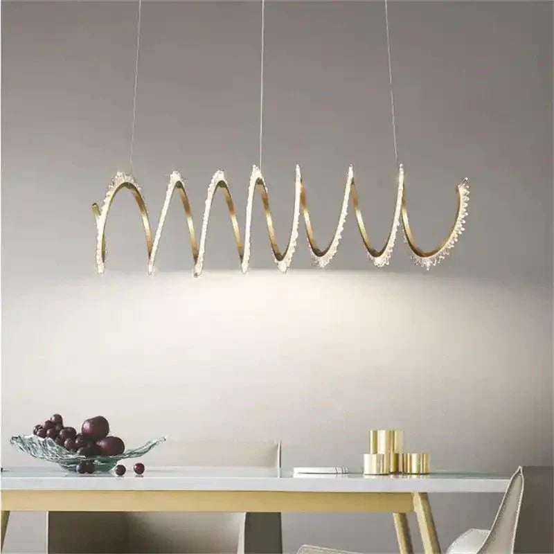 Rorie Modern Rock Crystal Spiral Chandelier, Island Chandelier - Joyfuzzy
