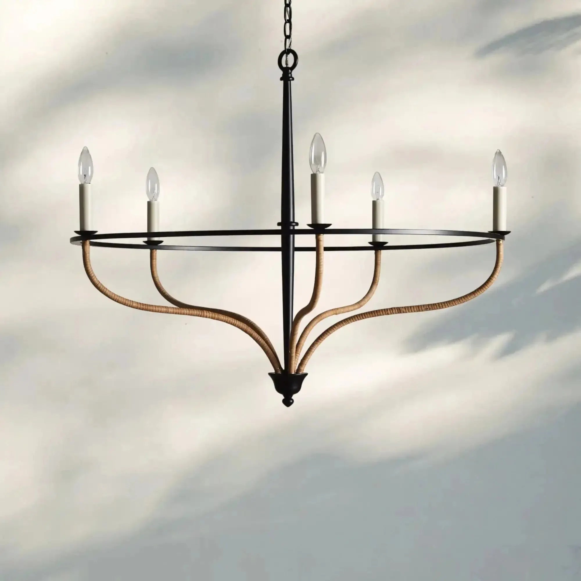 Rosalind Rattan Chandelier in Black - Joyfuzzy