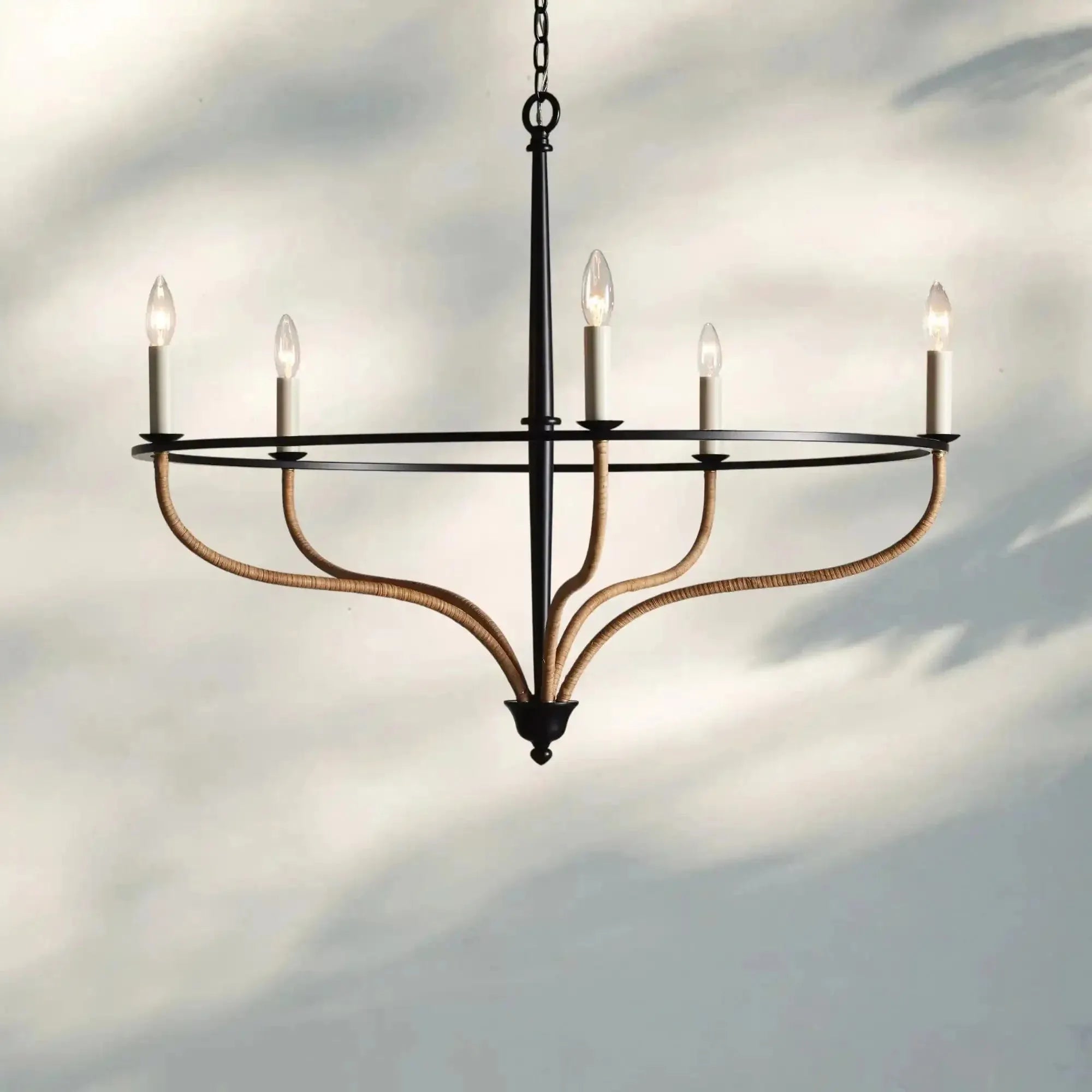 Rosalind Rattan Chandelier in Black - Joyfuzzy