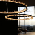 Round Modern Chandelier Brass & Clear Geode Quartz Crystal Hanging Light - Joyfuzzy