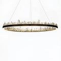 Round Modern Chandelier Brass & Clear Geode Quartz Crystal Hanging Light - Joyfuzzy
