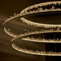 Round Modern Chandelier Brass & Clear Geode Quartz Crystal Hanging Light - Joyfuzzy