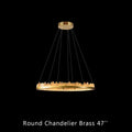 Round Modern Chandelier Brass & Clear Geode Quartz Crystal Hanging Light - Joyfuzzy
