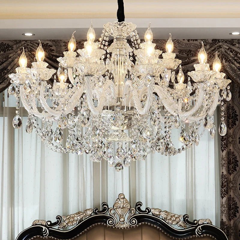 Rustic Antique European Candle Crystal Chandelier Popular Farmhouse Ceiling Light Fixture For Living Room - Joyfuzzy