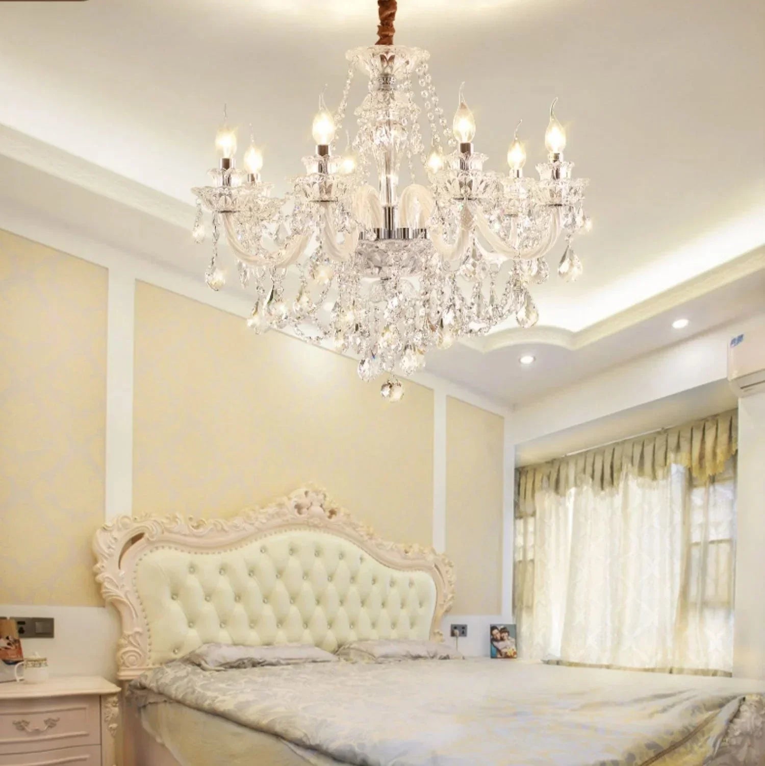 Rustic Antique European Candle Crystal Chandelier Popular Farmhouse Ceiling Light Fixture For Living Room - Joyfuzzy