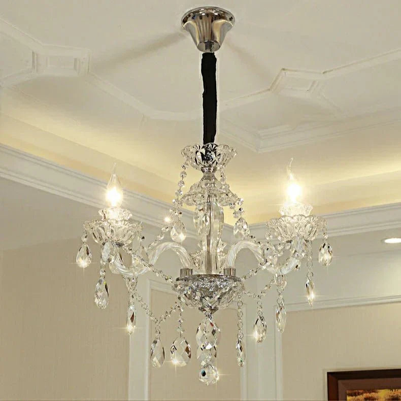 Rustic Antique European Candle Crystal Chandelier Popular Farmhouse Ceiling Light Fixture For Living Room - Joyfuzzy