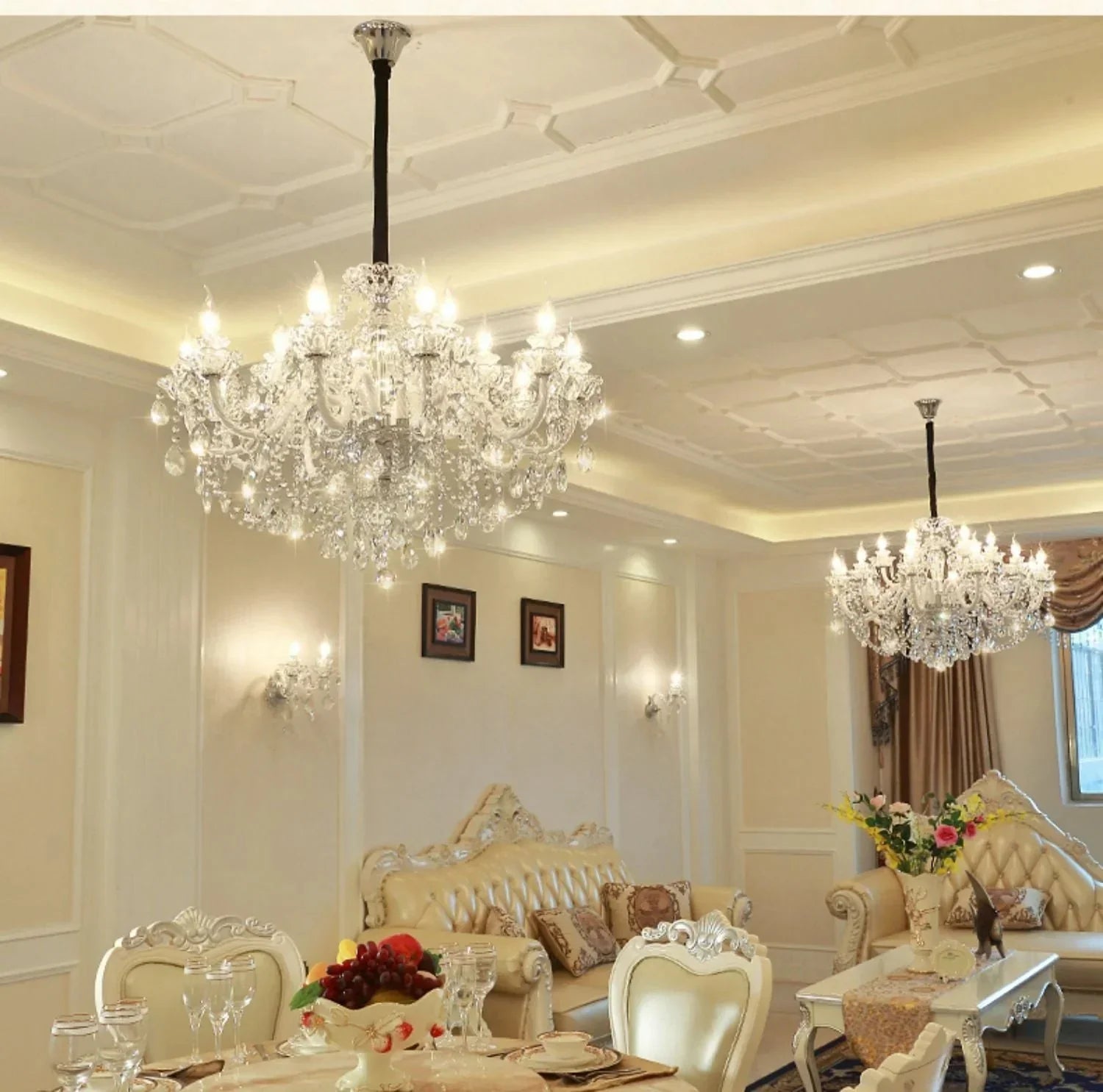 Rustic Antique European Candle Crystal Chandelier Popular Farmhouse Ceiling Light Fixture For Living Room - Joyfuzzy