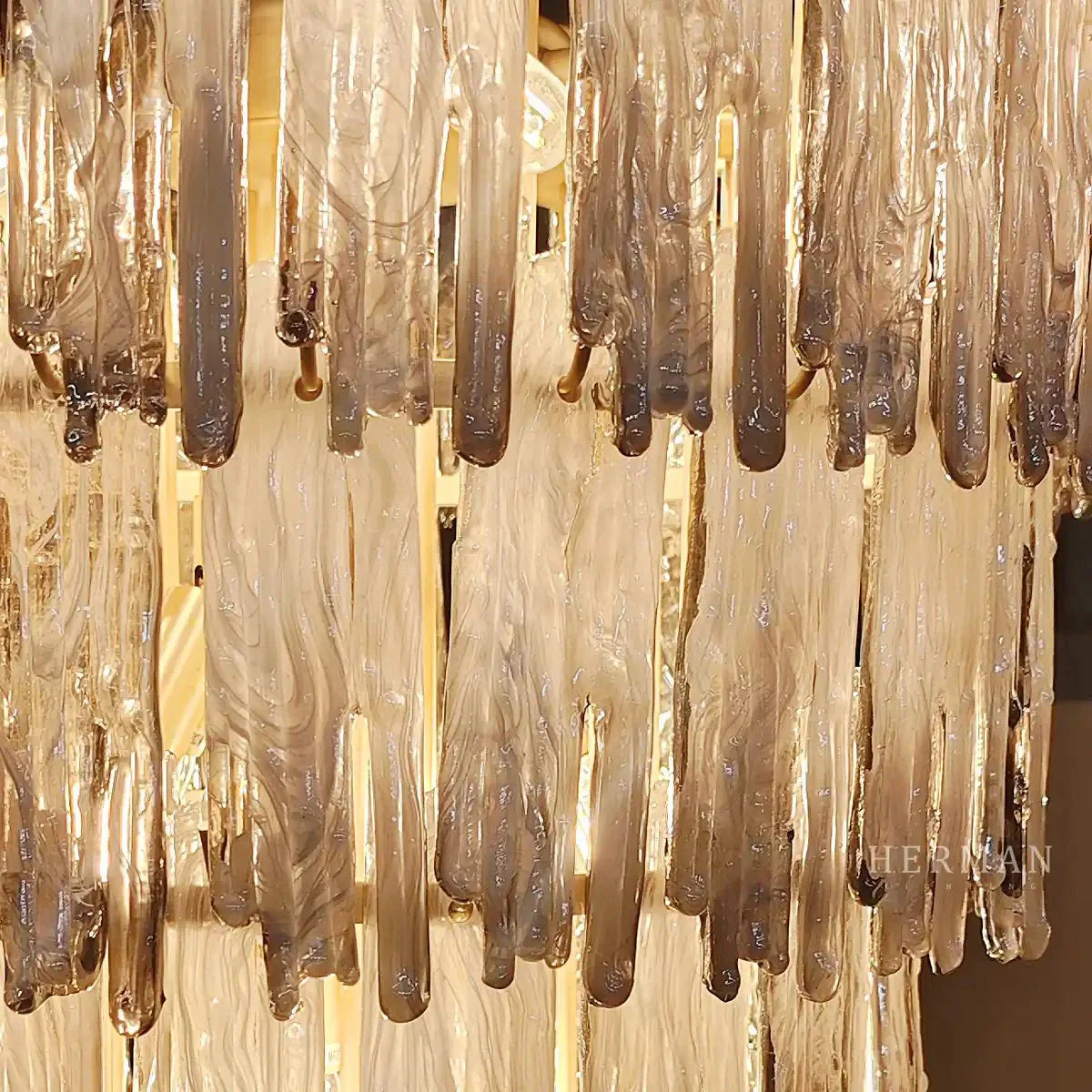 Saint Roch Modern Glass Chandelier Brass & Glass - Joyfuzzy